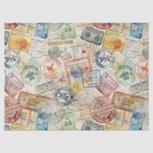 Papel De Seda Patrón de sello de pasaporte rústico de viaje (6)