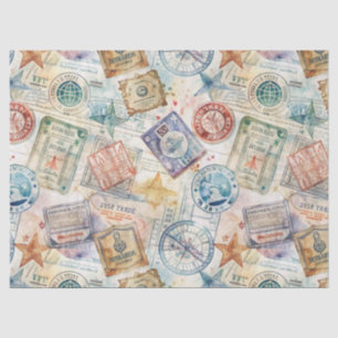 Papel De Seda Patrón de Sello de Pasaporte Rústico de Viaje (7)