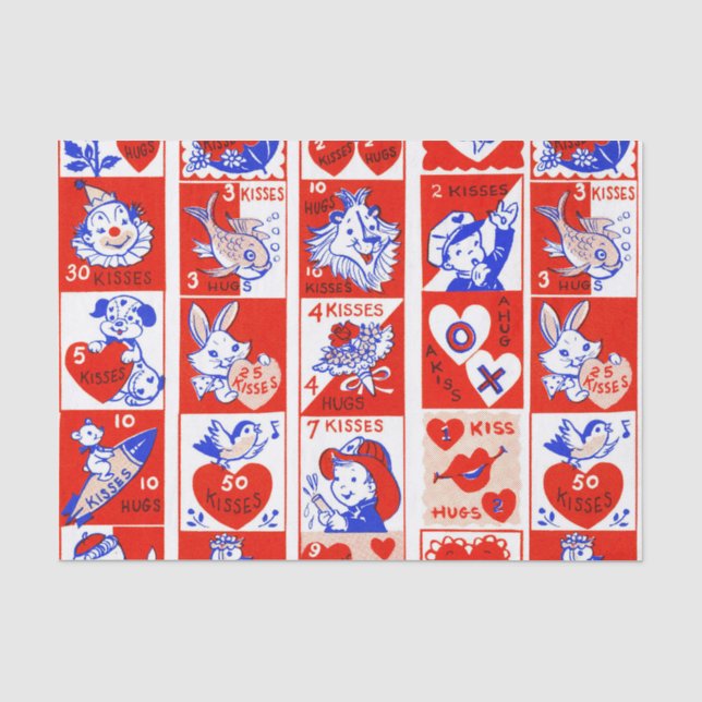 Papel De Seda Patrón de sello vintage de San Valentín de los año (Anverso)