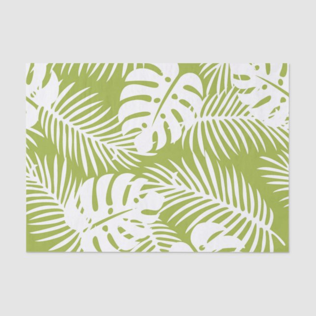 Papel De Seda Patrón de selva tropical de paleta verde (Anverso)