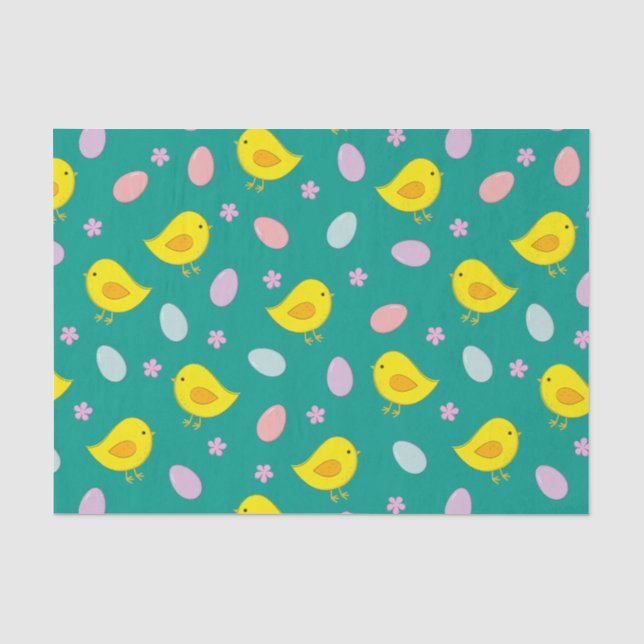 Papel De Seda Patrón de Semana Santa Pollo Huevos Personalizado  (Anverso)