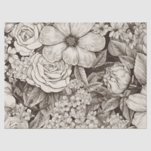 Papel De Seda Patrón de Sepia Floral Vintage (1)