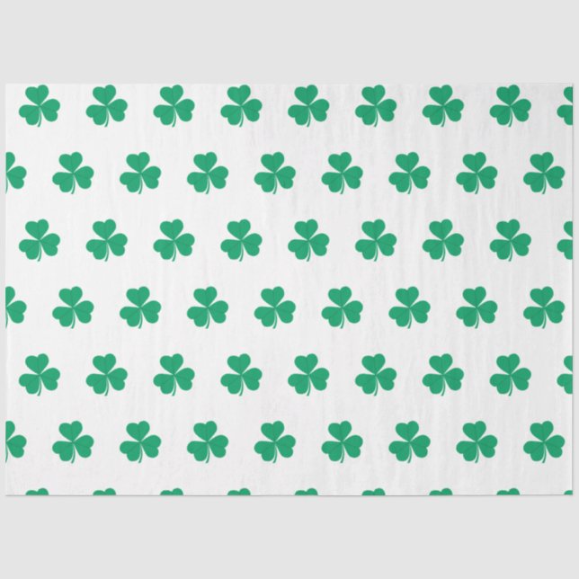 Papel De Seda Patrón de Shamrock blanco verde Día de Patrick (Anverso)