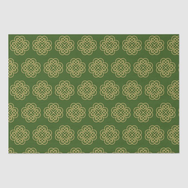 Papel De Seda Patrón de Shamrock Celta Gold (Anverso)