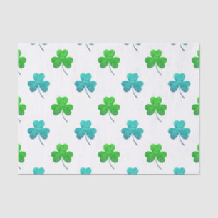 Papel De Seda Patrón de Shamrock de color acuático