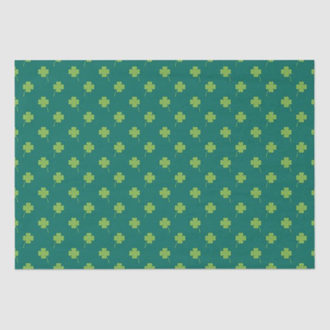 Papel De Seda Patrón de shamrock verde (Anverso)