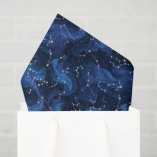 Papel De Seda Patrón de signo zodiacal de astrología boho en azu