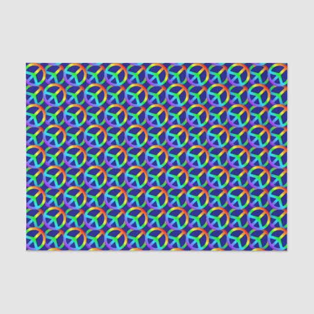 Papel De Seda Patrón de signos de paz en arco iris (Anverso)