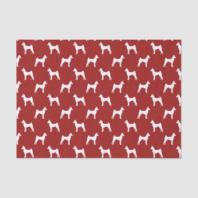 Papel De Seda Patrón de Siluetas de Basenji Rojo (Anverso)