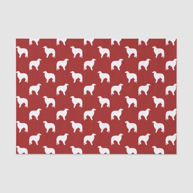 Papel De Seda Patrón de siluetas de Borzoi Rojo (Anverso)