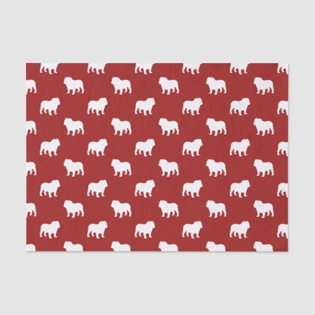 Papel De Seda Patrón de Siluetas de Bulldog (Anverso)