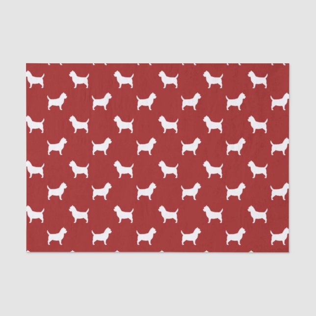 Papel De Seda Patrón de Siluetas de Cairn Terrier Rojo (Anverso)