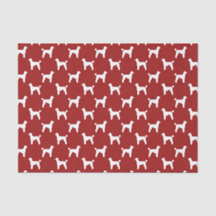 Papel De Seda Patrón de Siluetas de Caniche Estándar Rojo