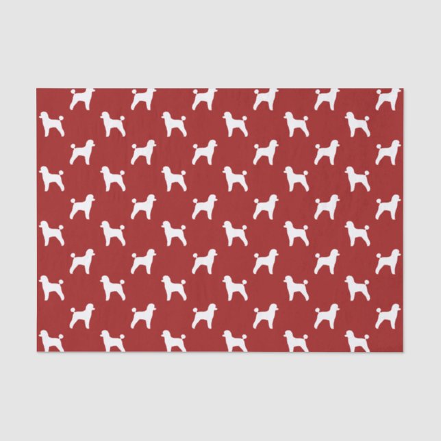 Papel De Seda Patrón de Siluetas de Caniche Toy Rojo (Anverso)