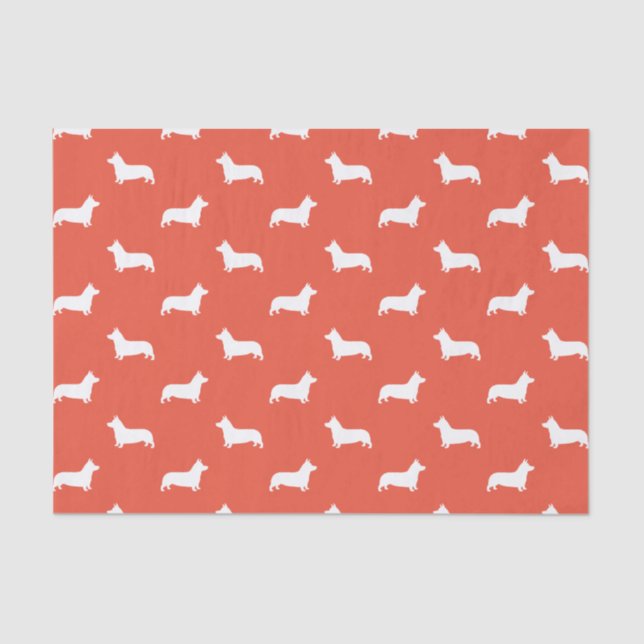 Papel De Seda Patrón de siluetas de corgi galés de pembroke (Anverso)