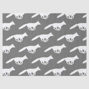 Papel De Seda Patrón de siluetas de Fox blanca