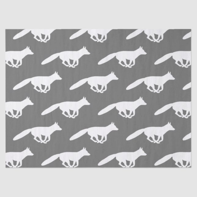 Papel De Seda Patrón de siluetas de Fox blanca (Anverso)