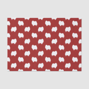 Papel De Seda Patrón de siluetas de pomerania rojo