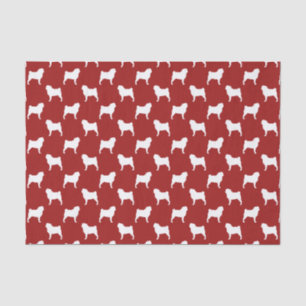 Papel De Seda Patrón de siluetas de Pug Rojo