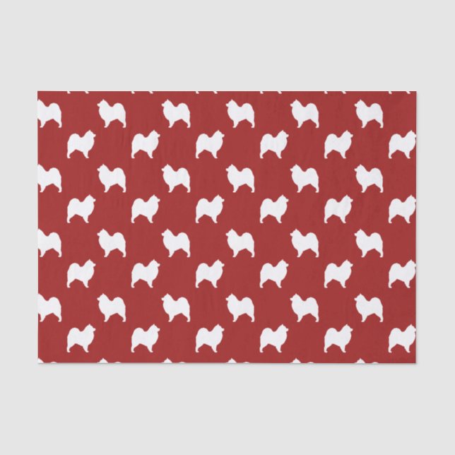 Papel De Seda Patrón de Siluetas de Samoyedo Rojo (Anverso)