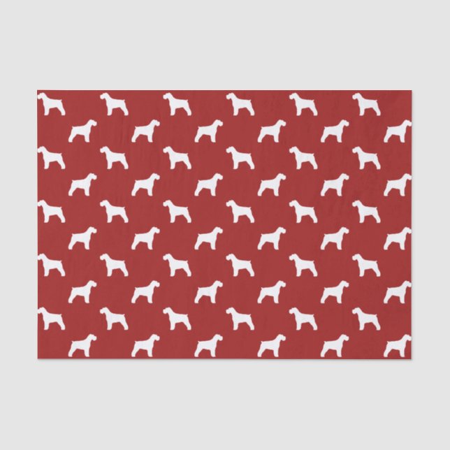 Papel De Seda Patrón de Siluetas de Schnauzer Rojo (Anverso)