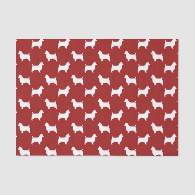Papel De Seda Patrón de Siluetas de Terrier Australiano Rojo (Anverso)