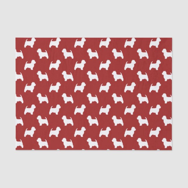 Papel De Seda Patrón de siluetas de terrier blanco de West Highl (Anverso)