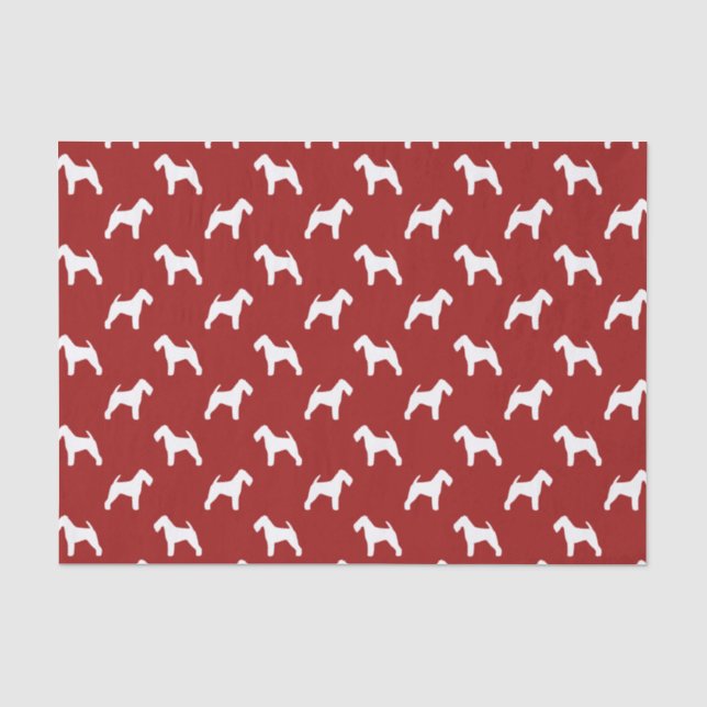 Papel De Seda Patrón de Siluetas de Terrier Galés Rojo (Anverso)
