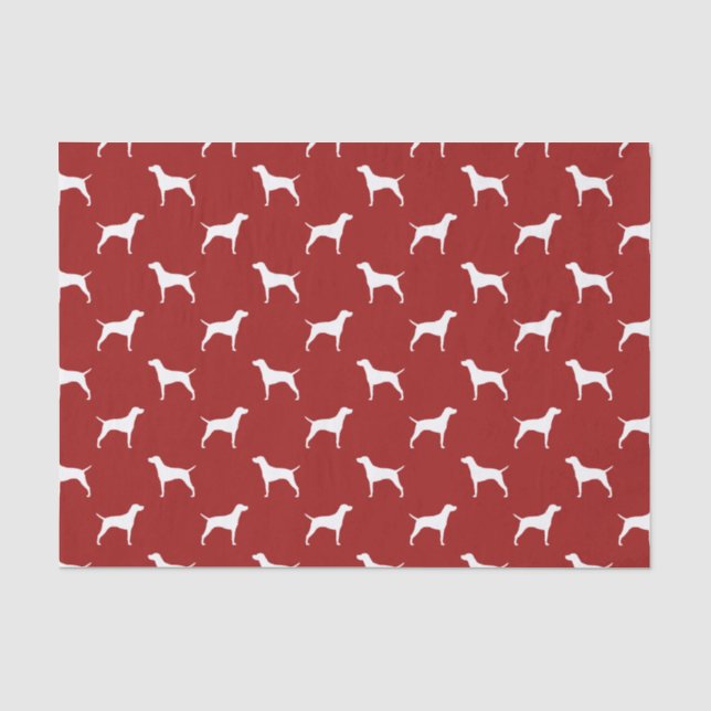 Papel De Seda Patrón de Siluetas de Vizsla Rojo (Anverso)