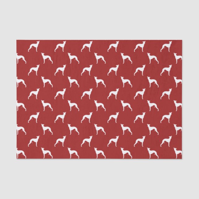 Papel De Seda Patrón de siluetas de Whippet Rojo (Anverso)