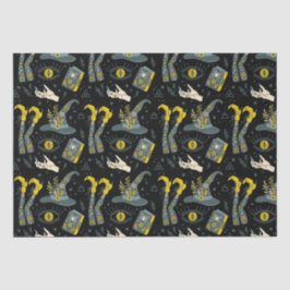 Papel De Seda Patrón de símbolos de halloween de colores vibrant