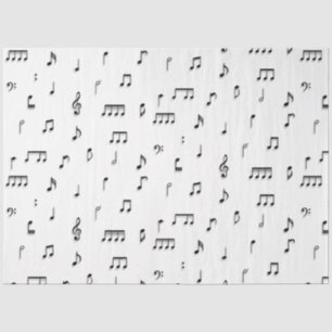Papel De Seda Patrón de símbolos de notas musicales en blanco y 