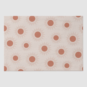 Papel De Seda Patrón de sol abstracto boho de terracota minimali