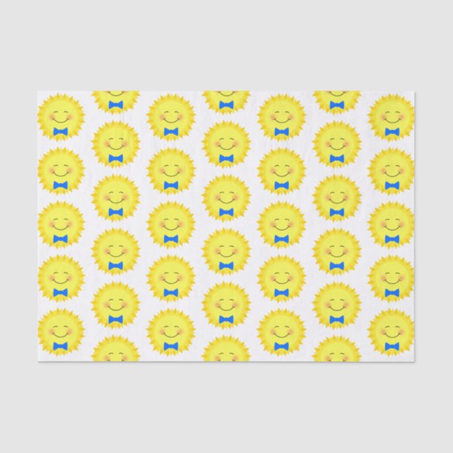 Papel De Seda Patrón de sol azul y amarillo (Anverso)