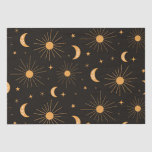 Papel De Seda Patrón de sol y luna naranja boho