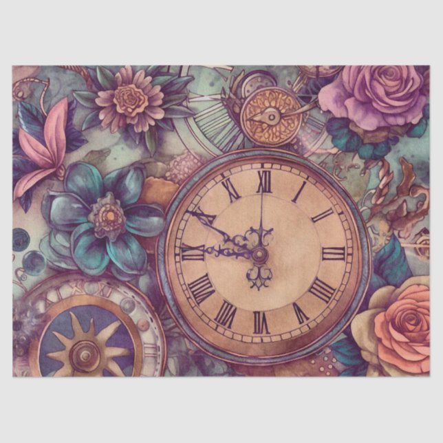 Papel De Seda Patrón de Steampunk del Pastel Victoriano (Anverso)