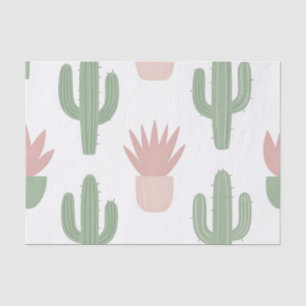 Papel De Seda Patrón de suculentas de cactus pastel