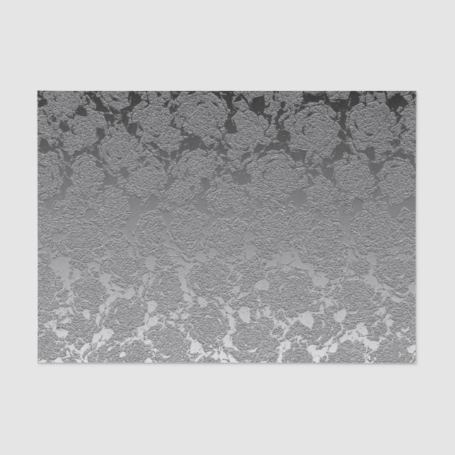 Papel De Seda Patrón de Suculento Metálico Elegante Gris Platead (Anverso)