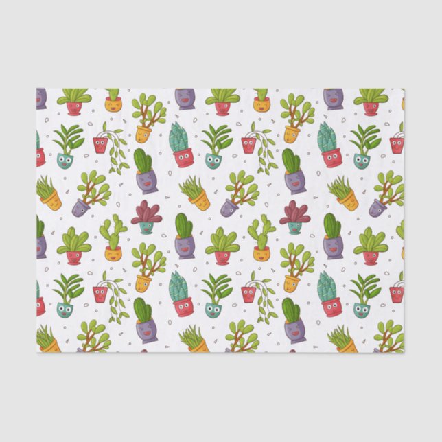 Papel De Seda Patrón de suculentos de la naturaleza de Cactus