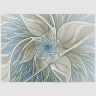 Papel De Seda Patrón de sueño floral abstracto azul caqui fracta