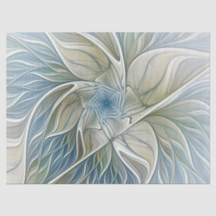 Papel De Seda Patrón de sueño floral abstracto fractal azul caqu