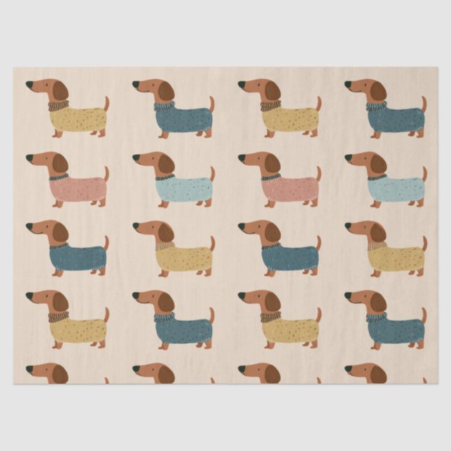 Papel De Seda Patrón de suéter acogedor para Dachshund (Anverso)