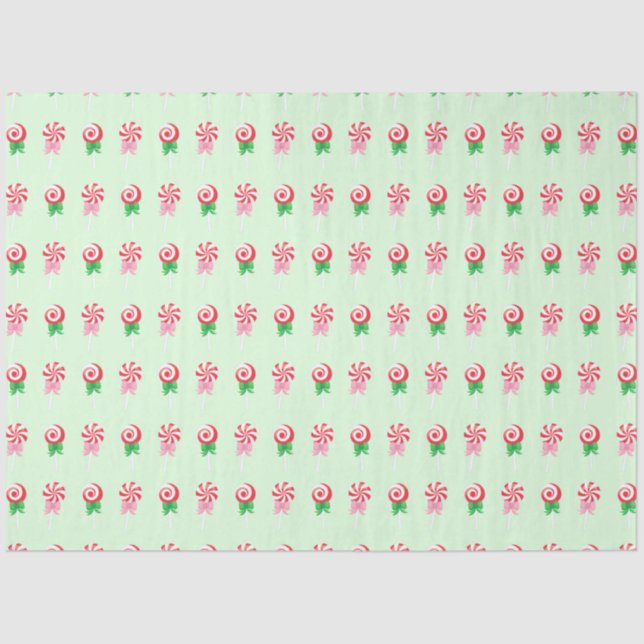 Papel De Seda Patrón de Swirls Candy Cane navidades (Anverso)