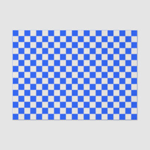 Papel De Seda Patrón de tablero de ajedrez de cobalto y crema