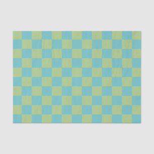 Papel De Seda Patrón de tablero de ajedrez en azul y verde
