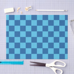 Papel De Seda Patrón de tablero de cheques azul