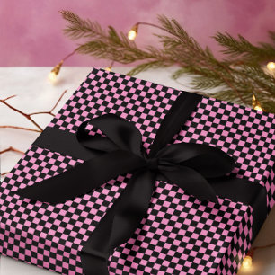 Papel De Seda Patrón de tablero de cheques negro y rosa