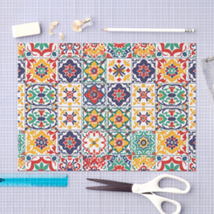 Papel De Seda Patrón de Talavera Mexicana