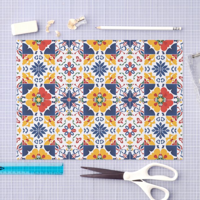 Papel De Seda Patrón de Talavera Mexicana (Artesanía)