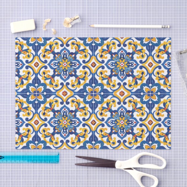 Papel De Seda Patrón de Talavera Mexicana (Artesanía)